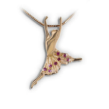 Gioiello Ballerina Temps Leve' bagnato in oro rosa pietre rosse