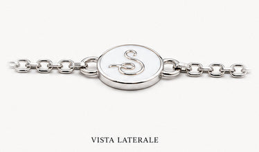 Bracciale personalizzabile in argento con elemento smaltato