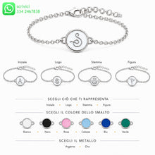 Bracciale personalizzabile in argento con elemento smaltato