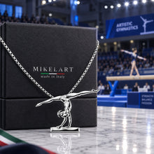 Joyas de la gimnasia artística colgantes gimnasta HANDSTAND ON THE BEAM. SPLIT HANDSTAND LEGs BENT ON THE BEAM